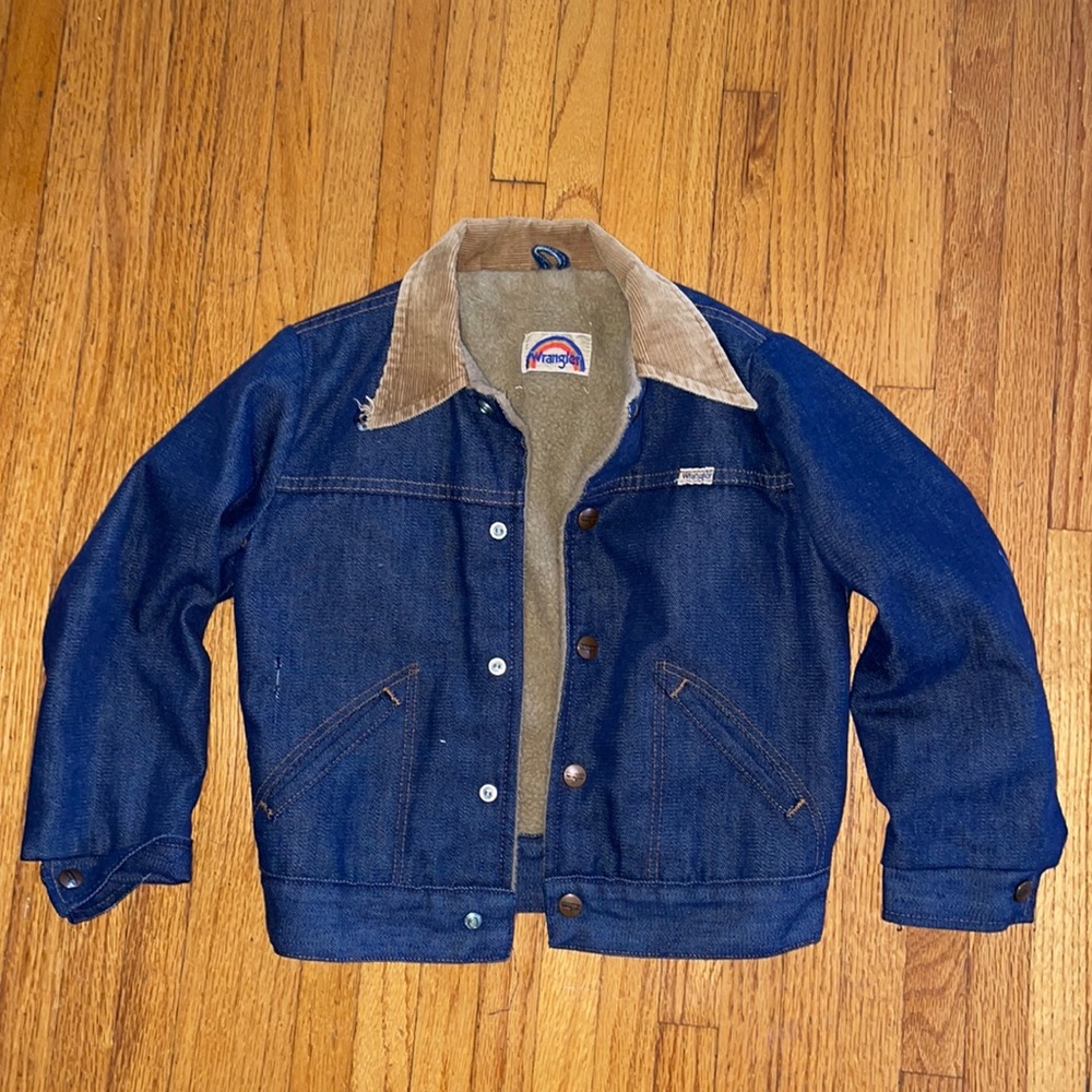 Vintage Wrangler Sherpa Lined Dark Denim Kids Jacket